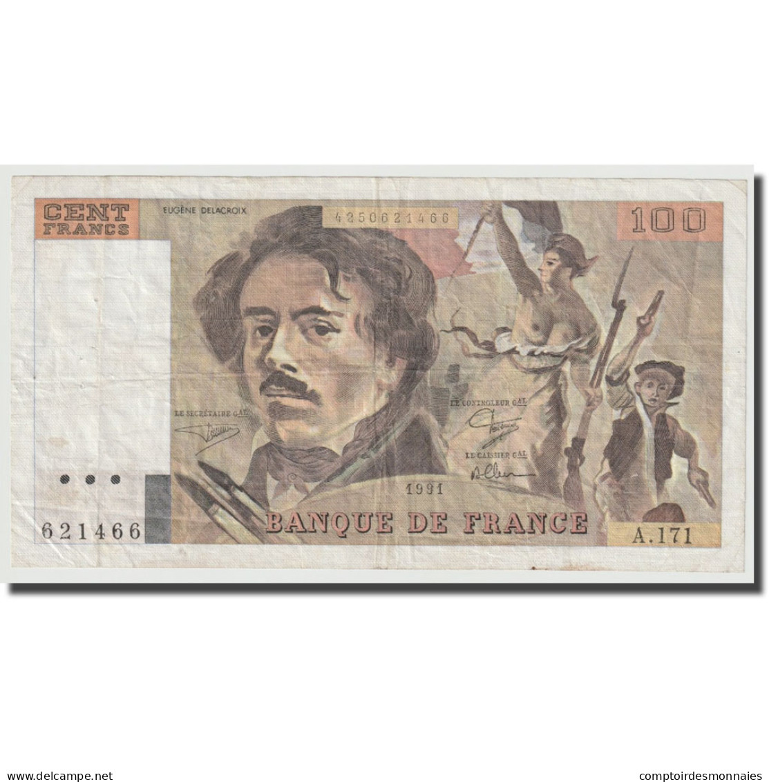 France, 100 Francs, Delacroix, 1991, TTB, Fayette:69bis.3a2, KM:154e - 100 F 1978-1995 ''Delacroix''