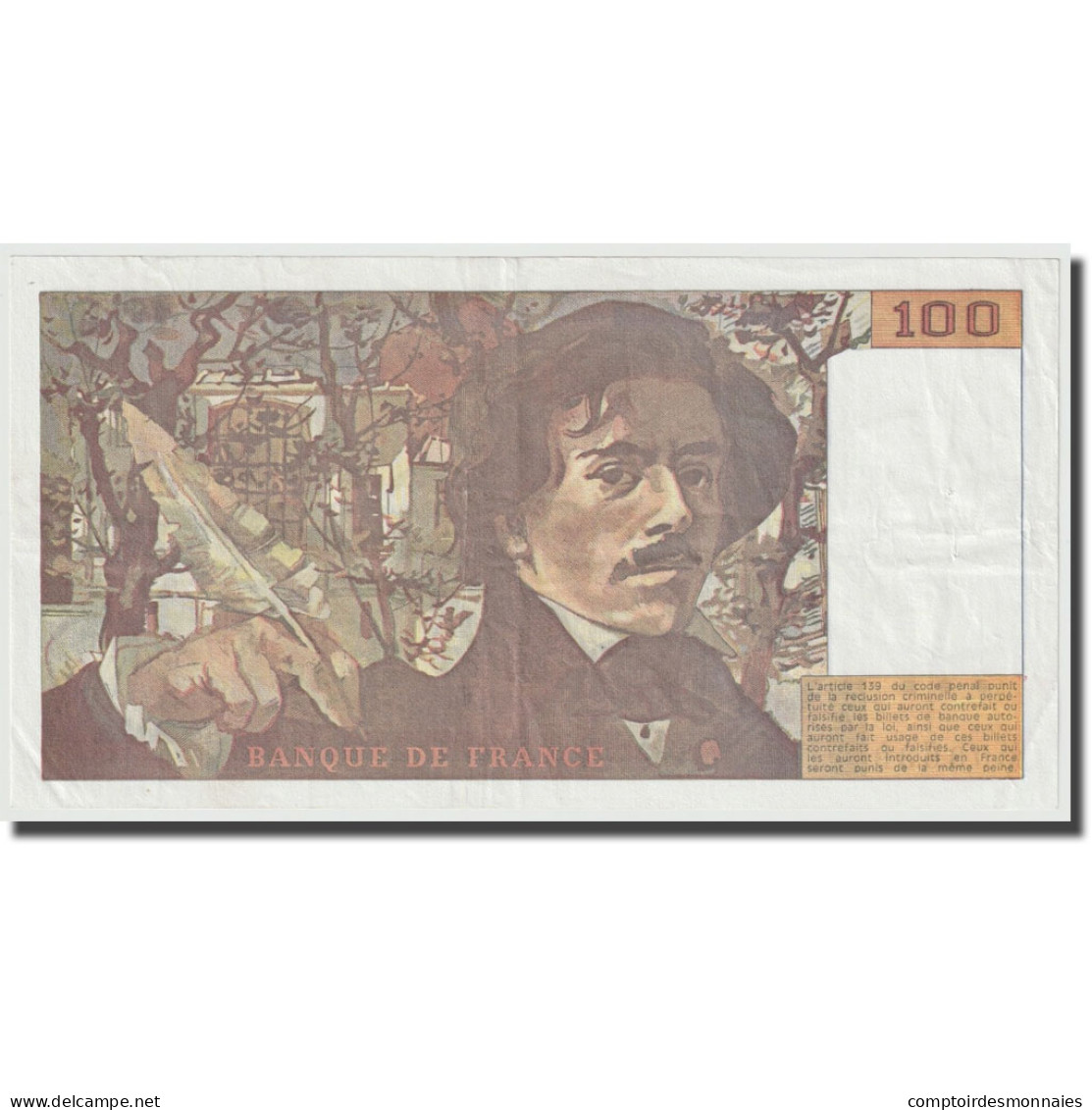 France, 100 Francs, Delacroix, 1990, SPL, Fayette:69bis.02e1, KM:154e - 100 F 1978-1995 ''Delacroix''