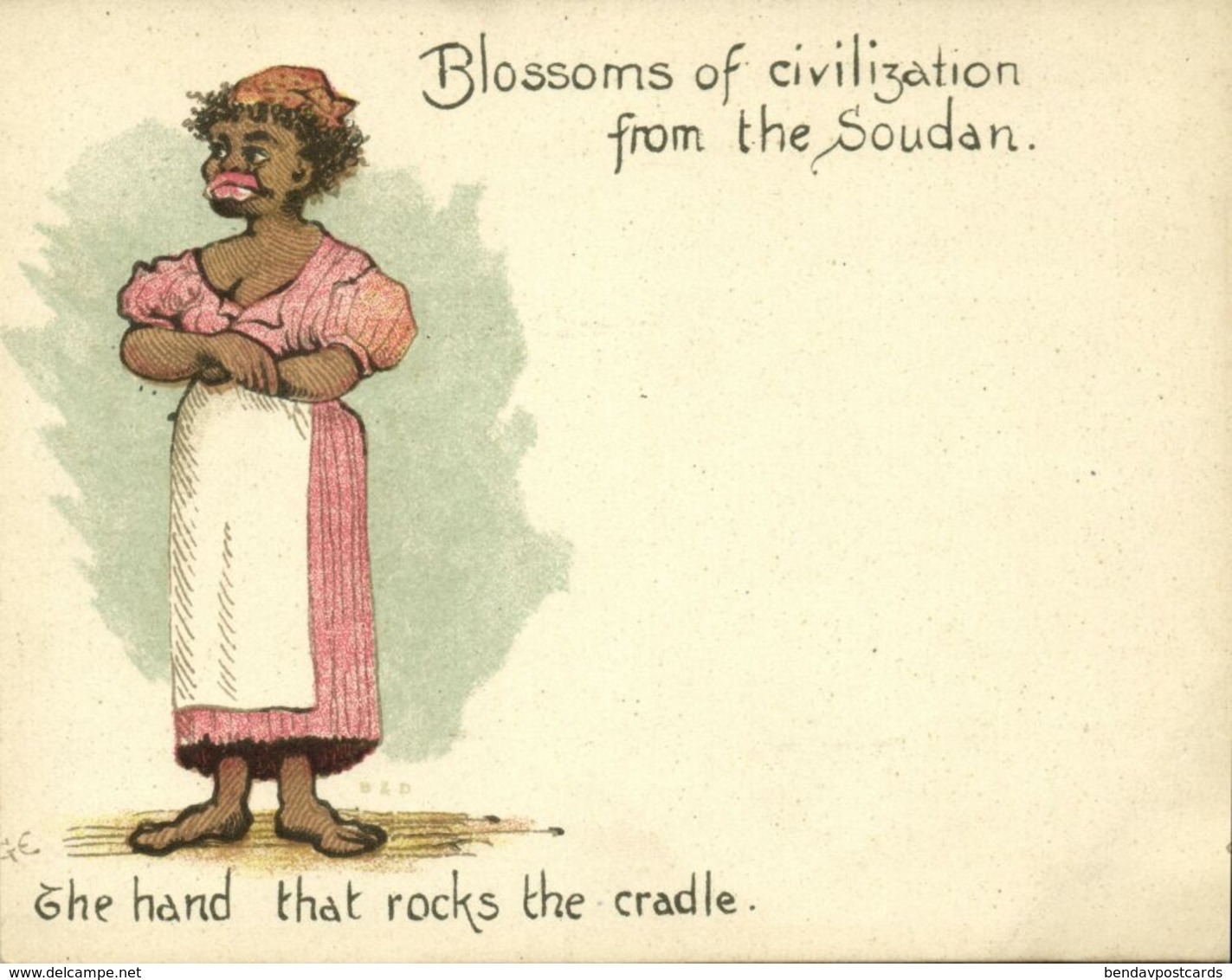 Blossoms Of Civilization, The Hand That Rocks The Cradle (1899) Sudan Court Card - Black Americana