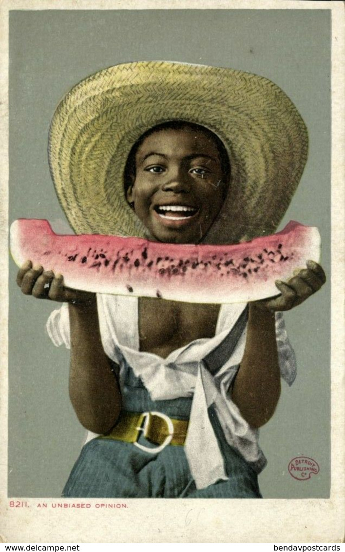 Black Americana, "Unbiased Opinion" (1900s) Detroit Publishing Co. 8211 Postcard - Black Americana