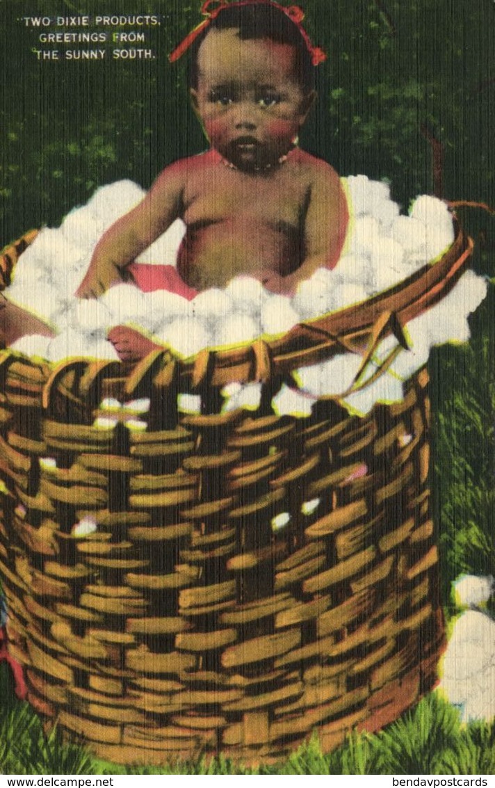 Black Americana, "Two Dixie Products" (1940s) Louisiana News Company Postcard - Black Americana