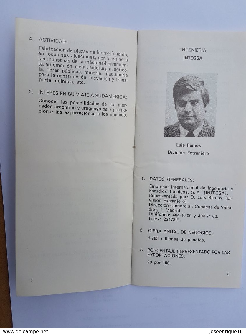 AGREMCE, EXPORPORTADORES METALURGICOS DE ESPAÑA, MISION URUGUAY ARGENTINA 1976 - Matériel Et Accessoires