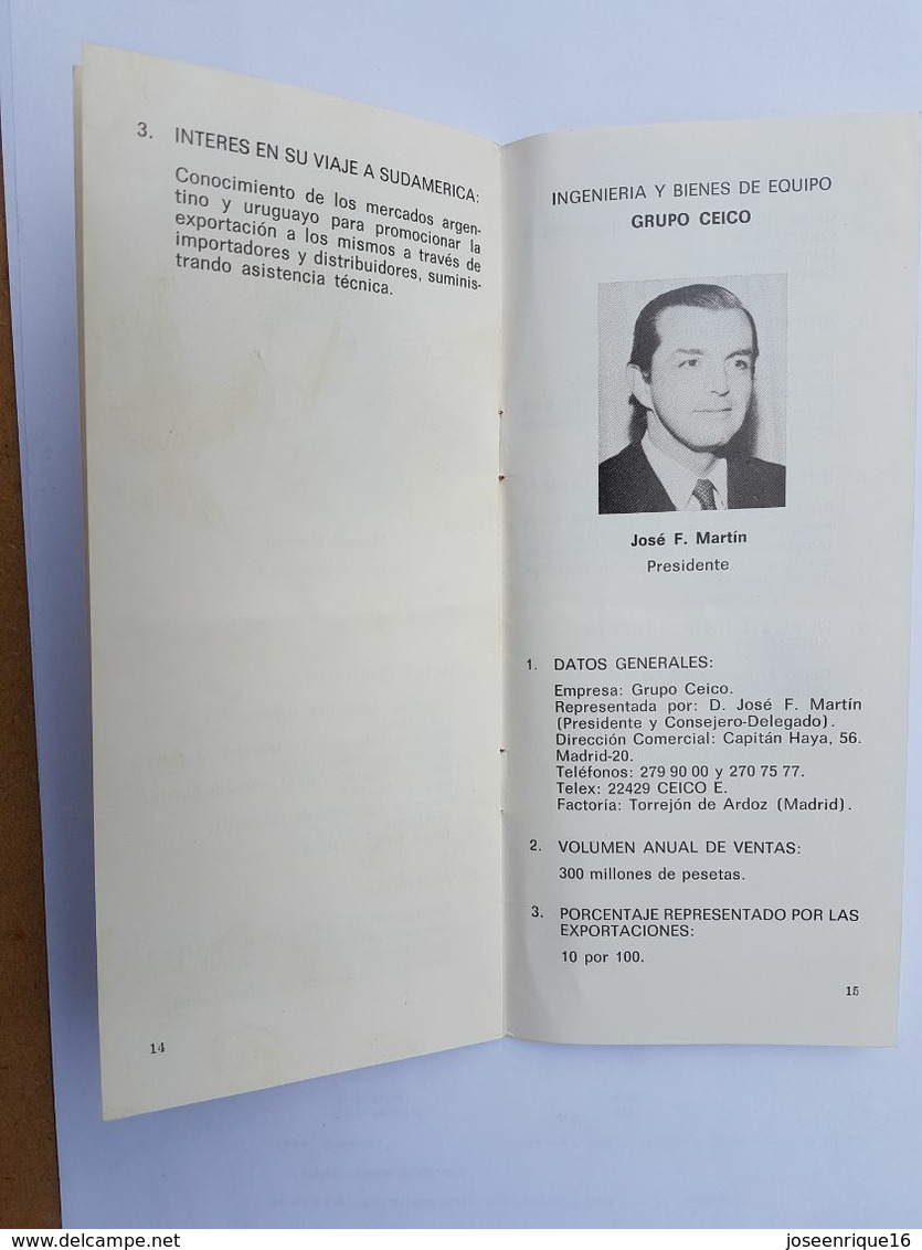 AGREMCE, EXPORPORTADORES METALURGICOS DE ESPAÑA, MISION URUGUAY ARGENTINA 1976