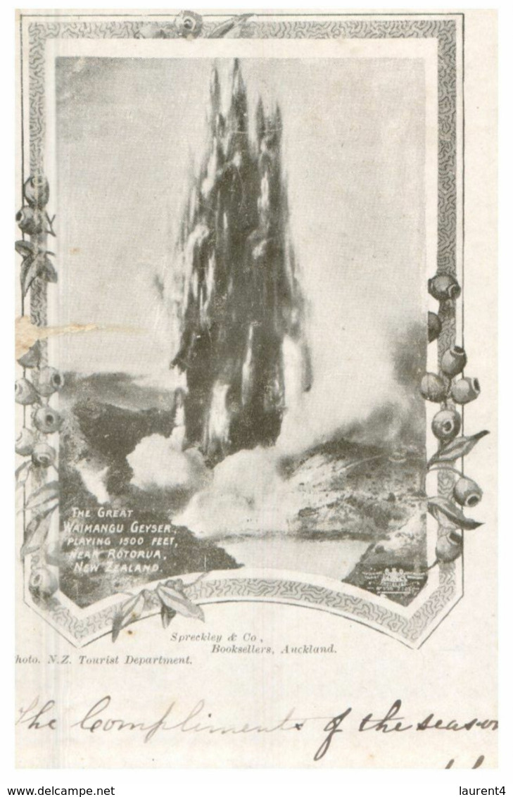 (D 19) New Zealand Postcard Geyser - 1906  ? With Stamp (good But Badly Scan By Printer) - Lettres & Documents