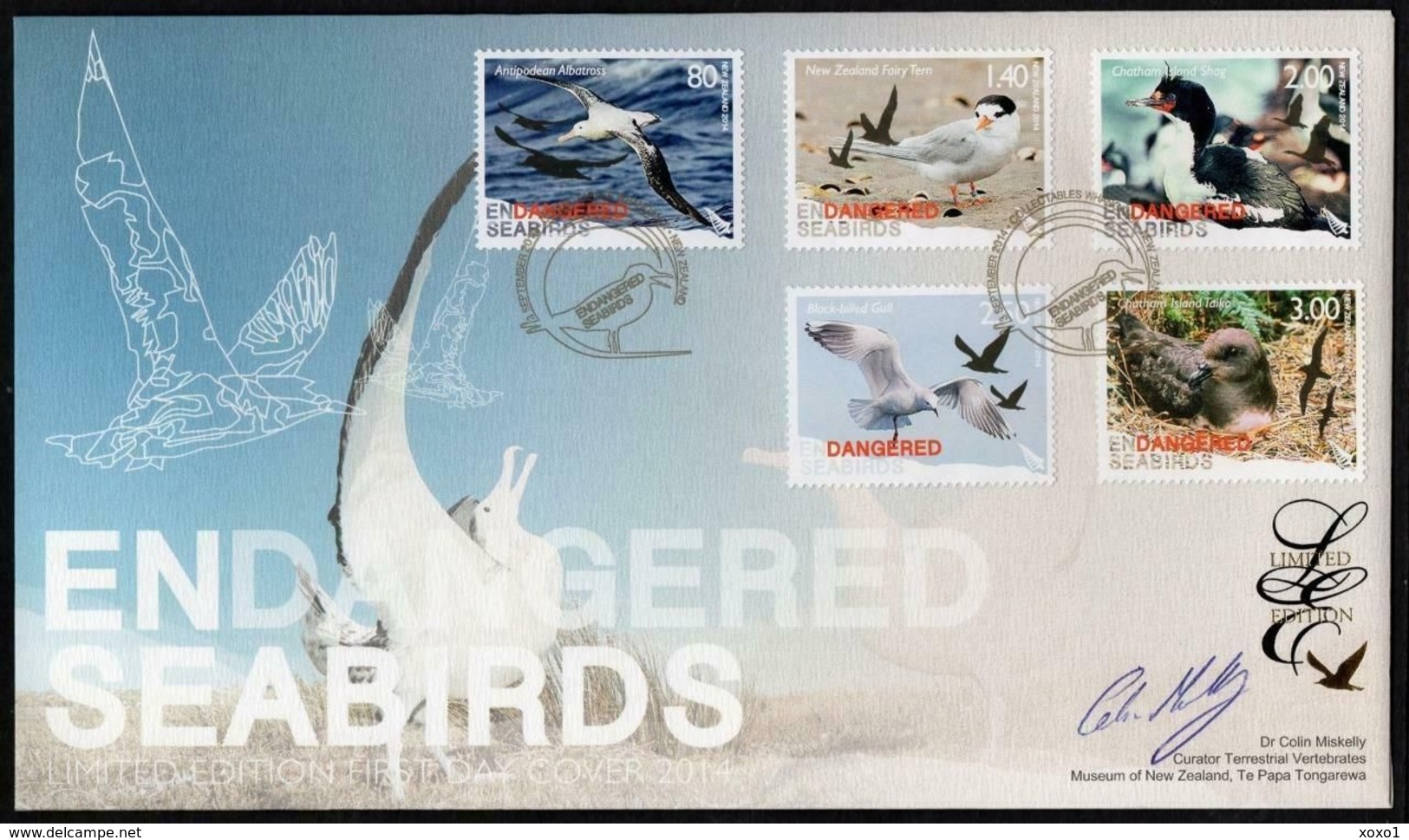 New Zealand 2014 MiNr. 3170 - 3174 (Block 337) Neuseeland ENDANGERED BIRDS FOLDER Limited Edition - Nuovi