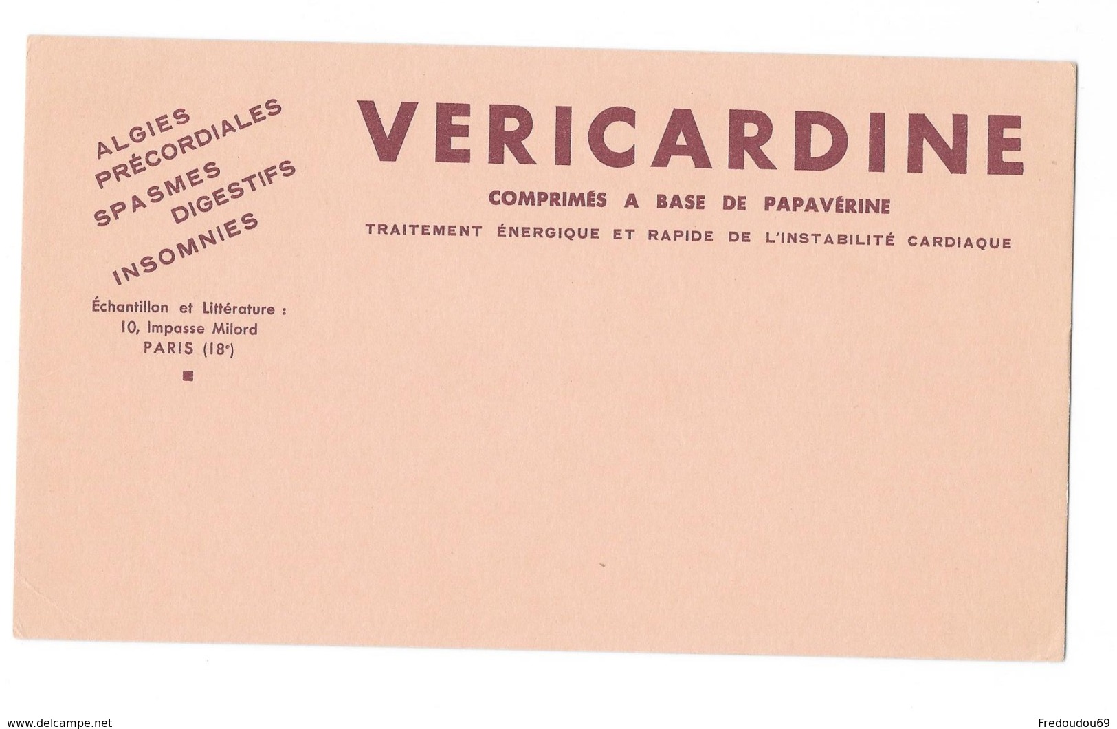Buvard Pharmaceutique - Vericardine - Chemist's