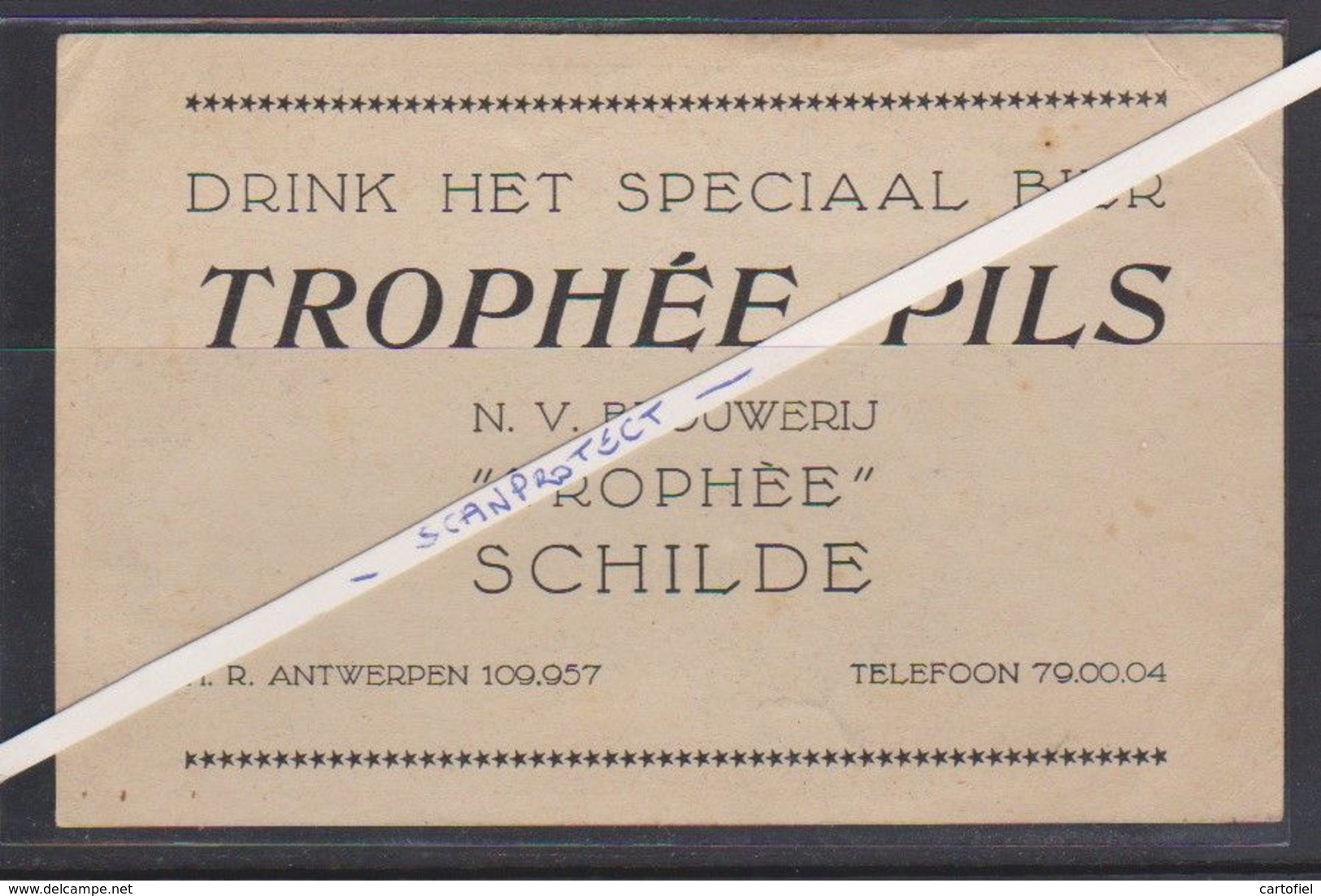 SCHILDE-BROUWERIJ-BRASSERIE-BIER-TROPHEE-PILS-RECLAMEKAART-WIELRENNER-OP ROLLEN-KAREL LODEWIJCKX-ZIE DE 2 SCANS-RARE! ! - Schilde