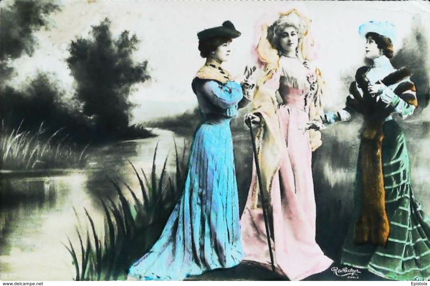 Carte Postale Vers 1900 - Trois Actrices  En Costume Robe De Théatre  - Léger Pli En Coin  (Photo Montage  Reutlinger) - Before 1900