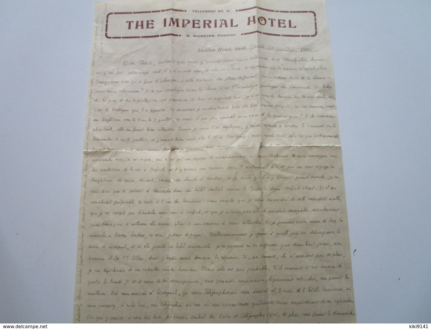 INDIAN HEAD - THE IMPERIAL HOTEL - M. McGregor, Proprietor (courrier Et Fleurs Séchées) - Otros & Sin Clasificación