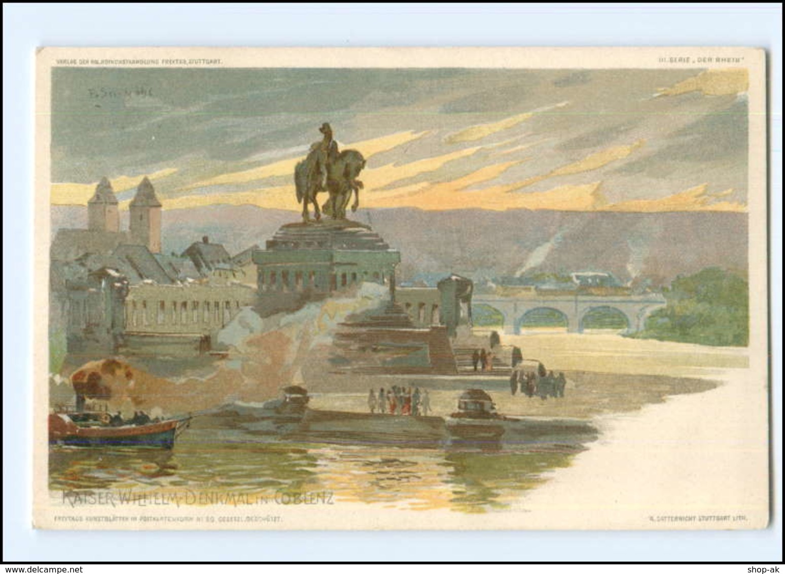 Y16979/ Koblenz  Kaiser Wilhelm-Denkmal   Litho AK Ca.1900 - Sonstige & Ohne Zuordnung