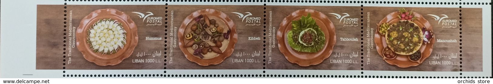 Lebanon NEW 2020 MNH Set Of 4v. In One Strip - Euromed Joint Issue, Traditional Lebanese Food - Lebanon