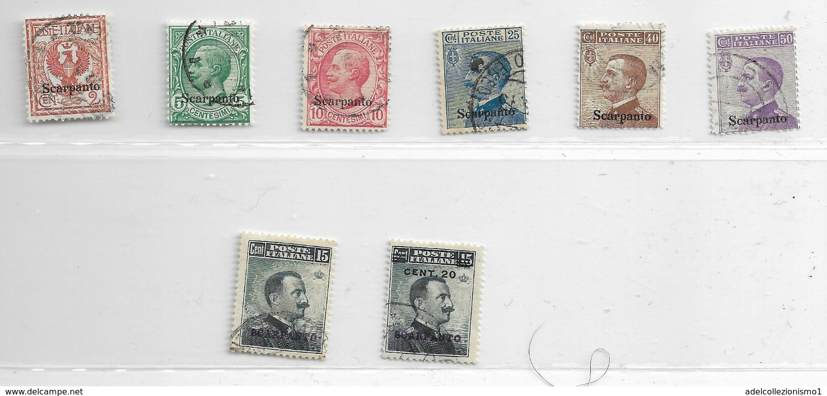 19396) ITALIA-EGEO-SCARPANTO-TUTTE LE 2 SERIE ORDINARIE Soprastampati -8 VALORI USATI - Aegean (Scarpanto)