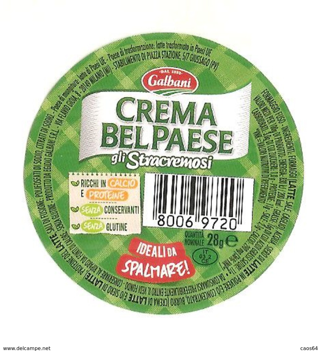 GALBANI CREMA BEL PAESE FORMAGGINO  Ø 5  Cm   ETICHETTA CARTA ITALY - Formaggio