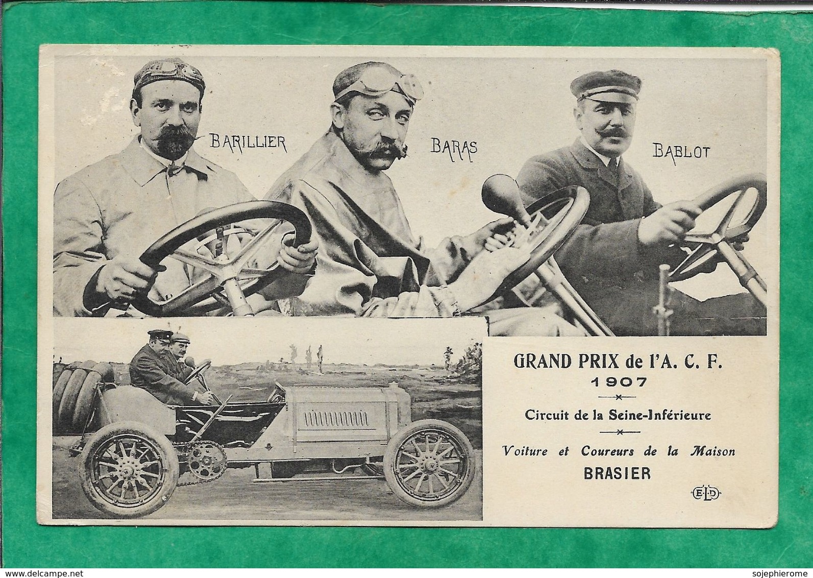 Grand Prix De L'ACF 1907 Circuit De La Seine-Inférieure Voiture Automobile Brasier 2scans Barillier Baras Bablot - Sonstige & Ohne Zuordnung