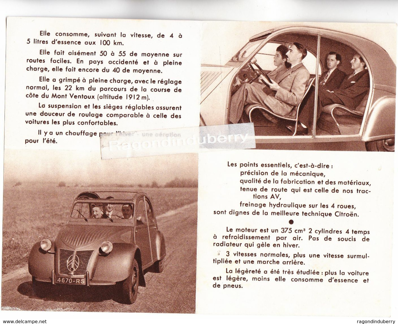 AUTOMOBILE - 2 CV CITROEN - Beau Petit Dépliant Publicitaire Avec Vues Diverses Intérieures, Extérieures, De La 2 CV - Publicités