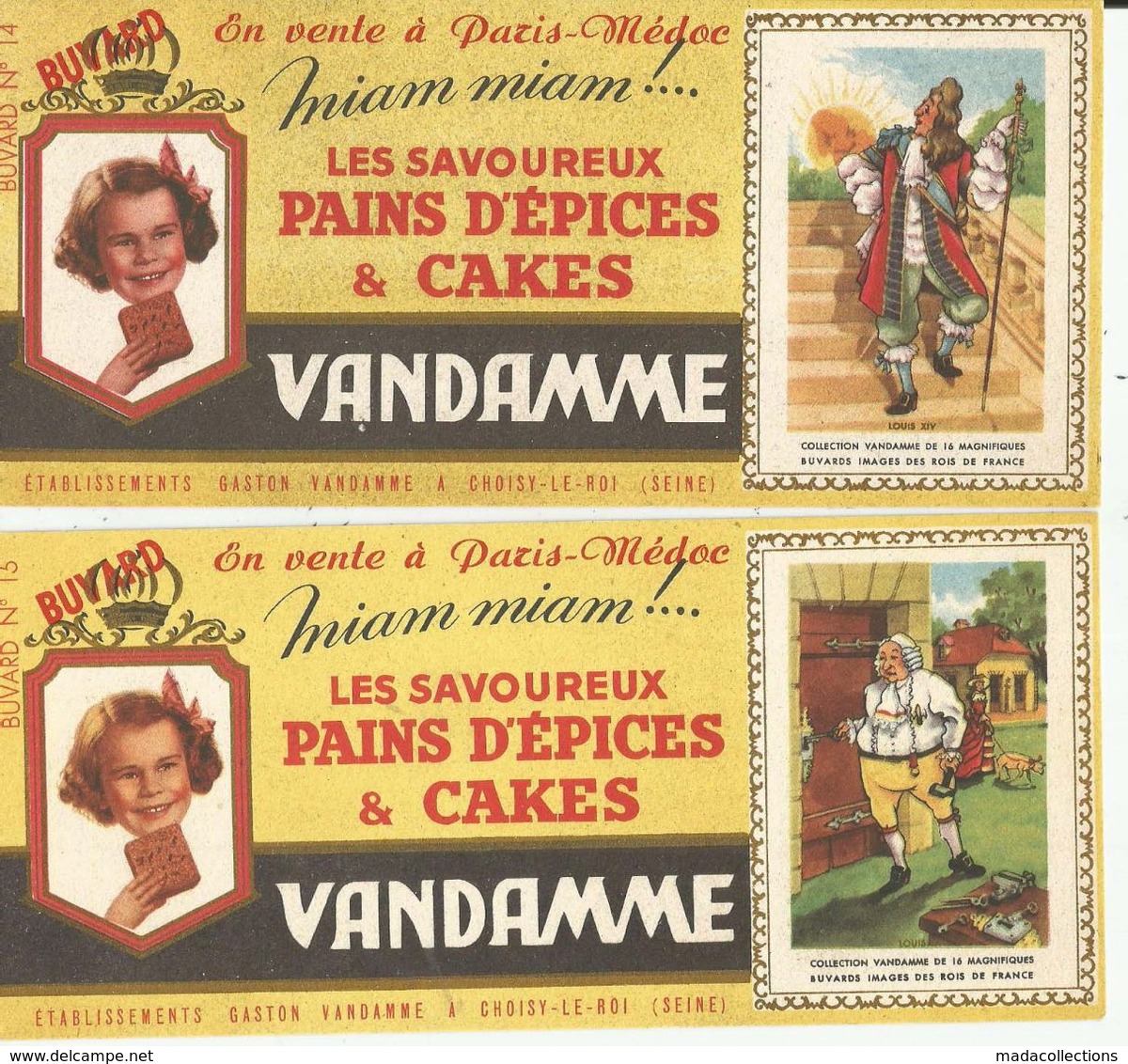 Buvards Vandamme à Choisy Le Roi (94) Série Des Rois De France - N°14 Et 15 - Pan De Especias