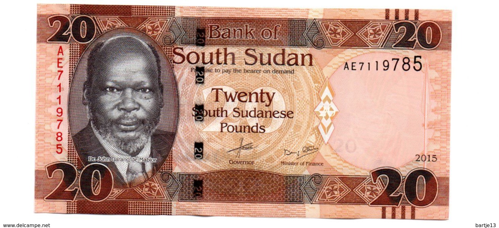 ZUID SOEDAN 20 SOUTH SUDANESE POUNDS PICK 13 UNCIRCULATED - Sudán Del Sur