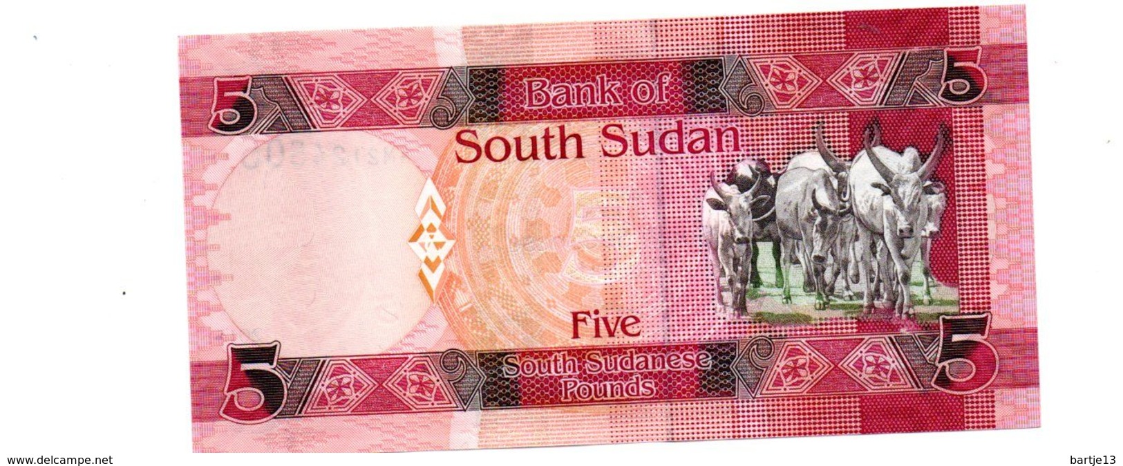 ZUID SOEDAN 5 SOUTH SUDANESE POUNDS PICK 11 UNCIRCULATED - Sudán Del Sur