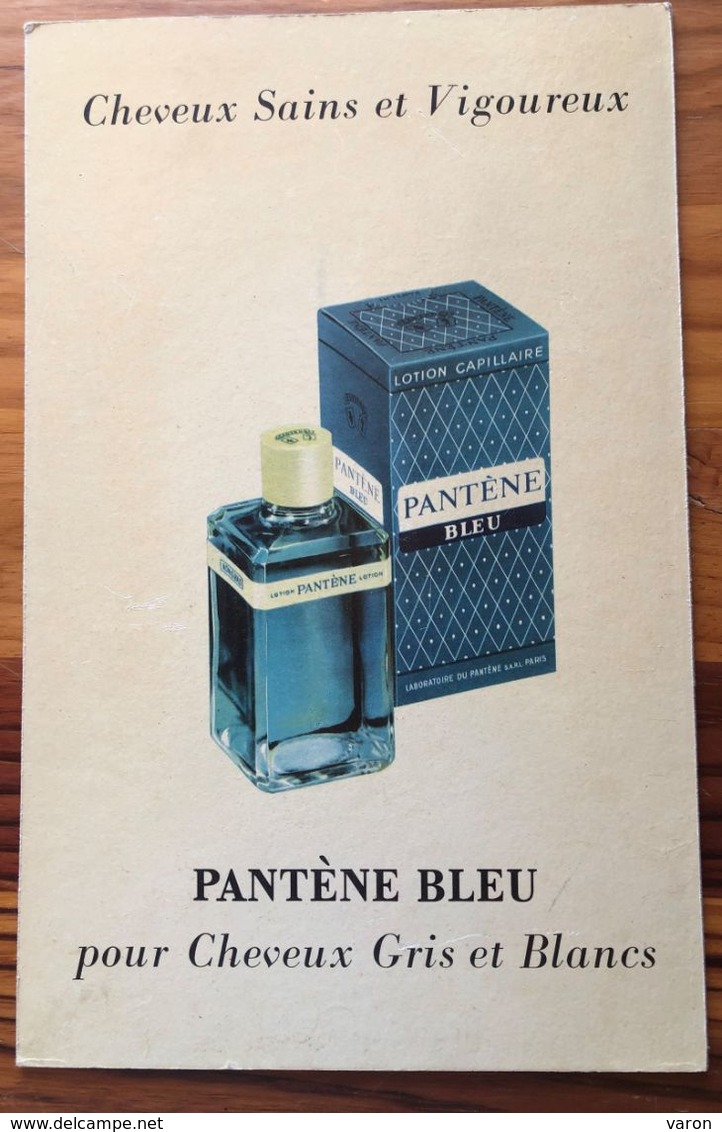 Plaque Publicitaire Carton   PANTENE BLEU  Pour Cheveux Gris Et Blancs - Laboratoires Du PANTENE -Parfumerie 21.5 X 33.5 - Plaques En Carton