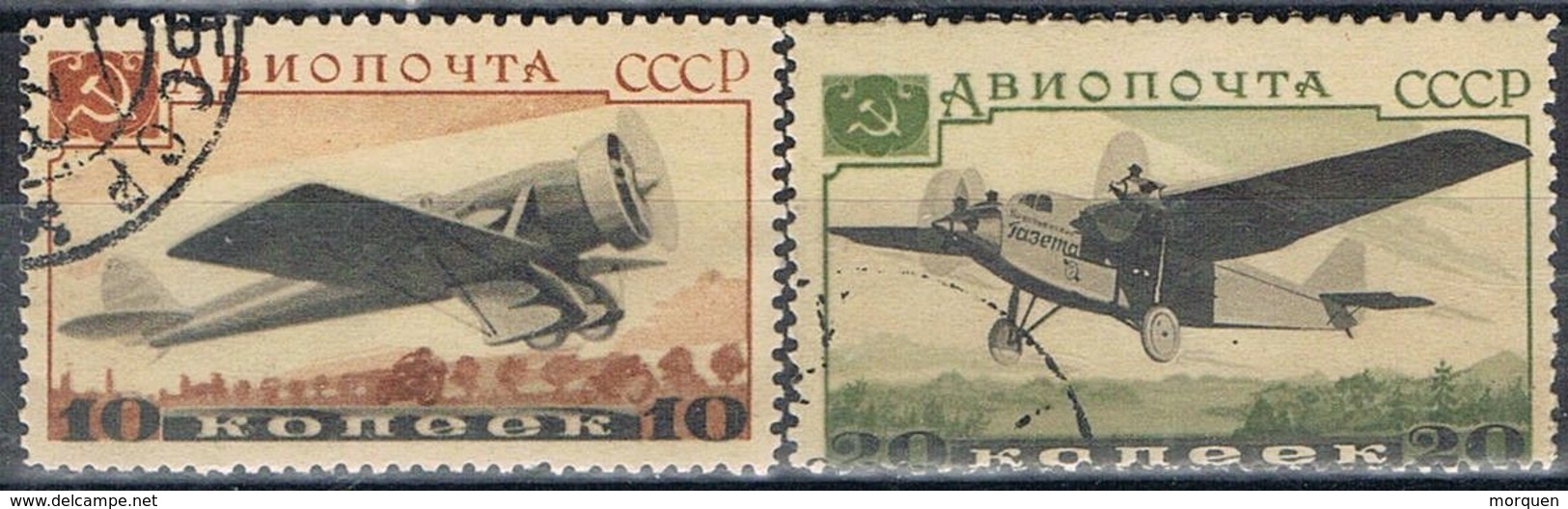 Dos Sellos Aereos RUSIA, Scott 69-70, Yvert 60-61. Aviones º - Used Stamps