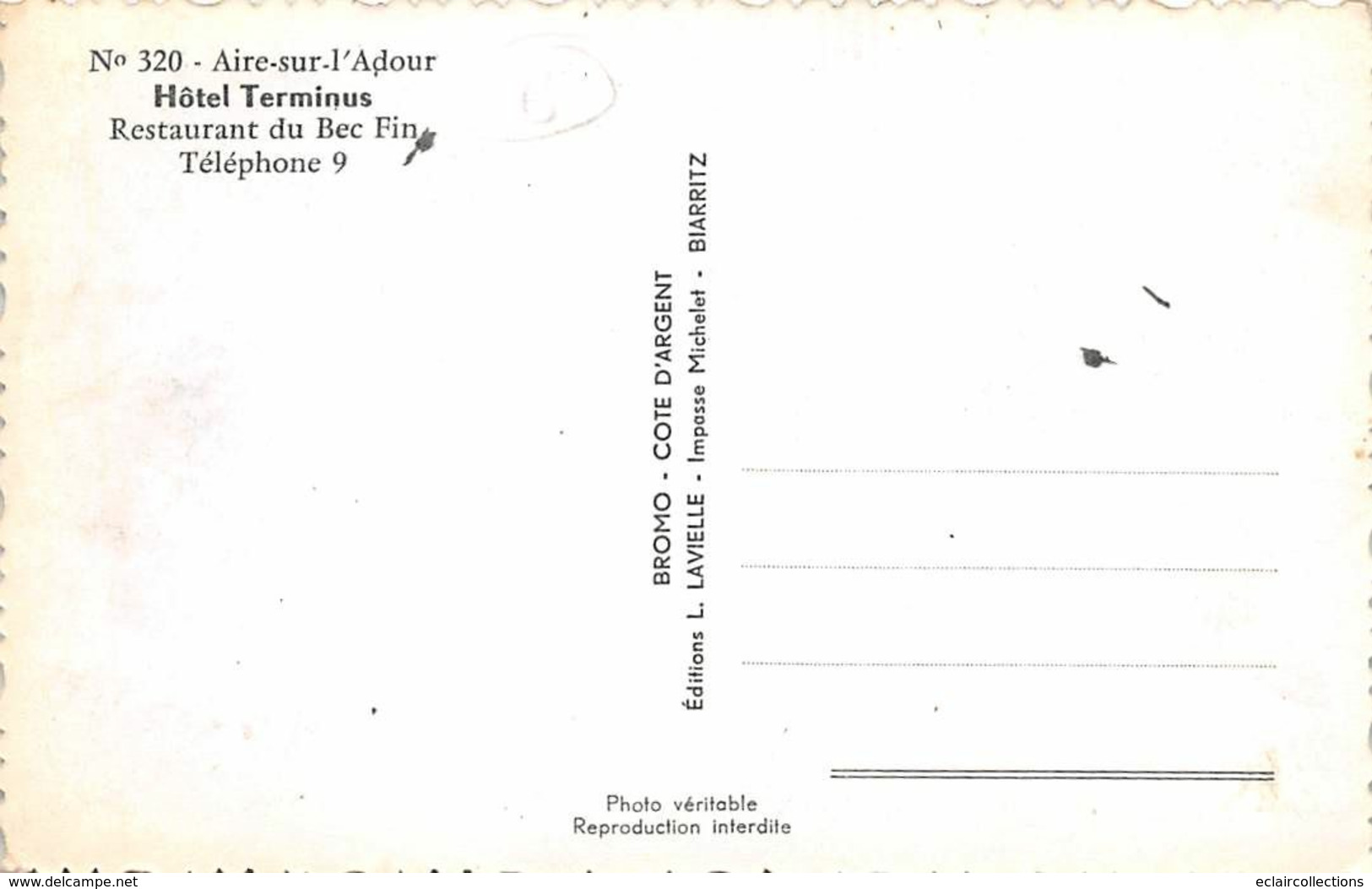 Aire Sur L'Adour       40        Hôtel Le Terminus       (voir Scan) - Aire