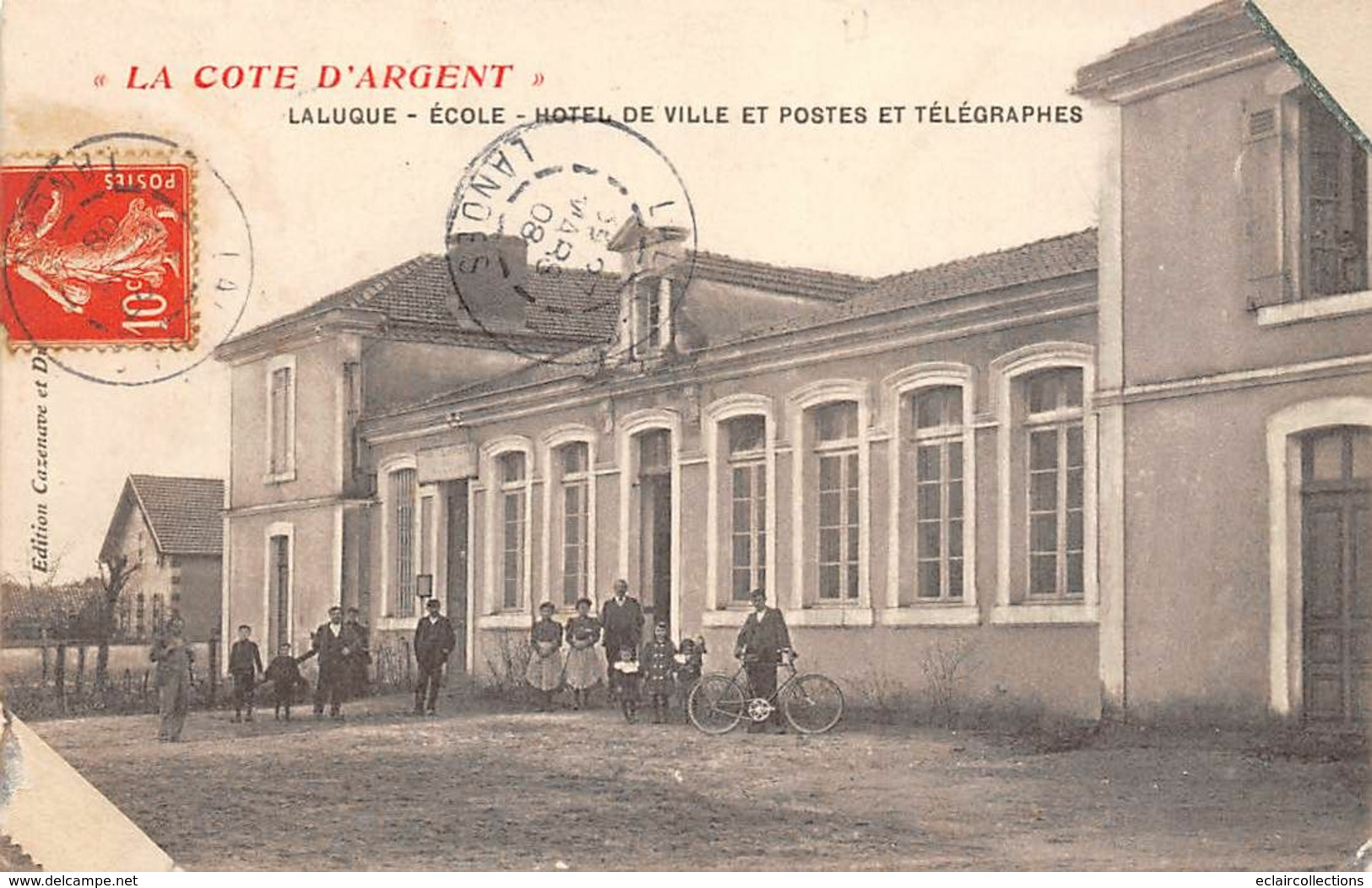 Laluque          40         Ecole . Hôtel De Ville. La Poste       (voir Scan) - Autres & Non Classés