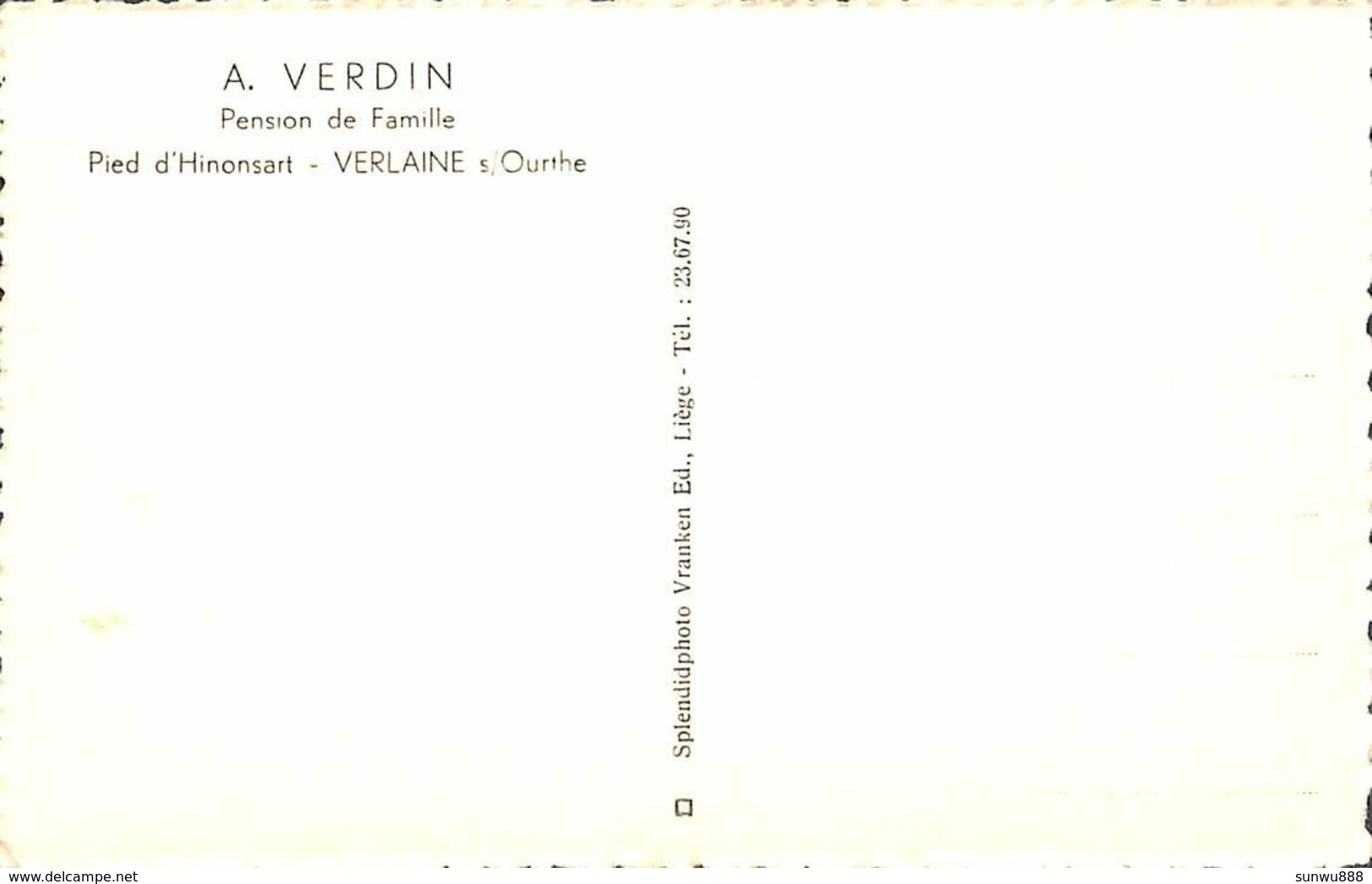 Verlaine S/Ourthe - Nossogne (A. Verdin, Pension De Famille, Ed. Vranken) - Jalhay