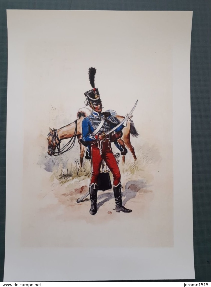 Affiche De Cavalier Du 9 ème Hussards 1809 Premier Empire & - Documents