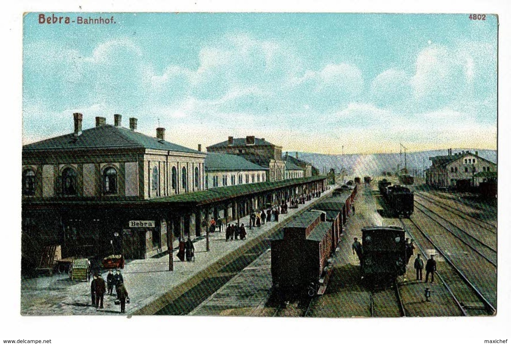 Bebra - Bahnhof (vue Sur Les Voies, Animation, Wagons, Loco à Vapeur) Circulé 1911, Colorisée - Bebra