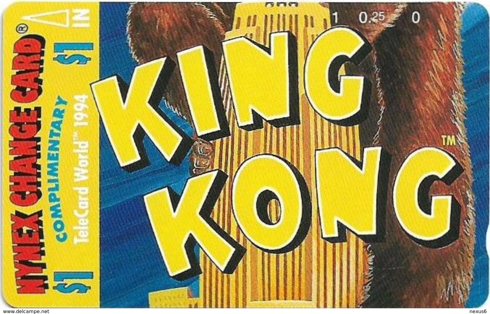 USA - Nynex (Tamura) - King Kong (Puzzle 2/3), 1994, 1$, 8.483ex, Mint - [3] Tarjetas Magnéticas