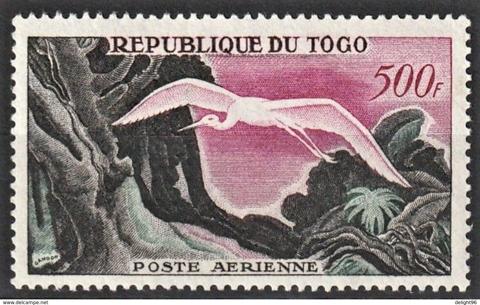 1959 Togo Air Post: Great White Egret Stamp (** / MNH / UMM) - Cigognes & échassiers