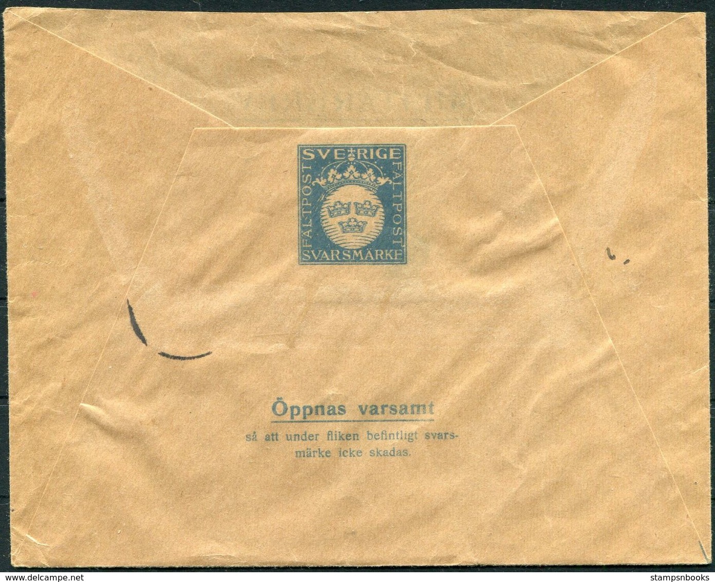 1940 Sweden Militarbrev Stationery Cover. Navy - Stockholm - Militaires