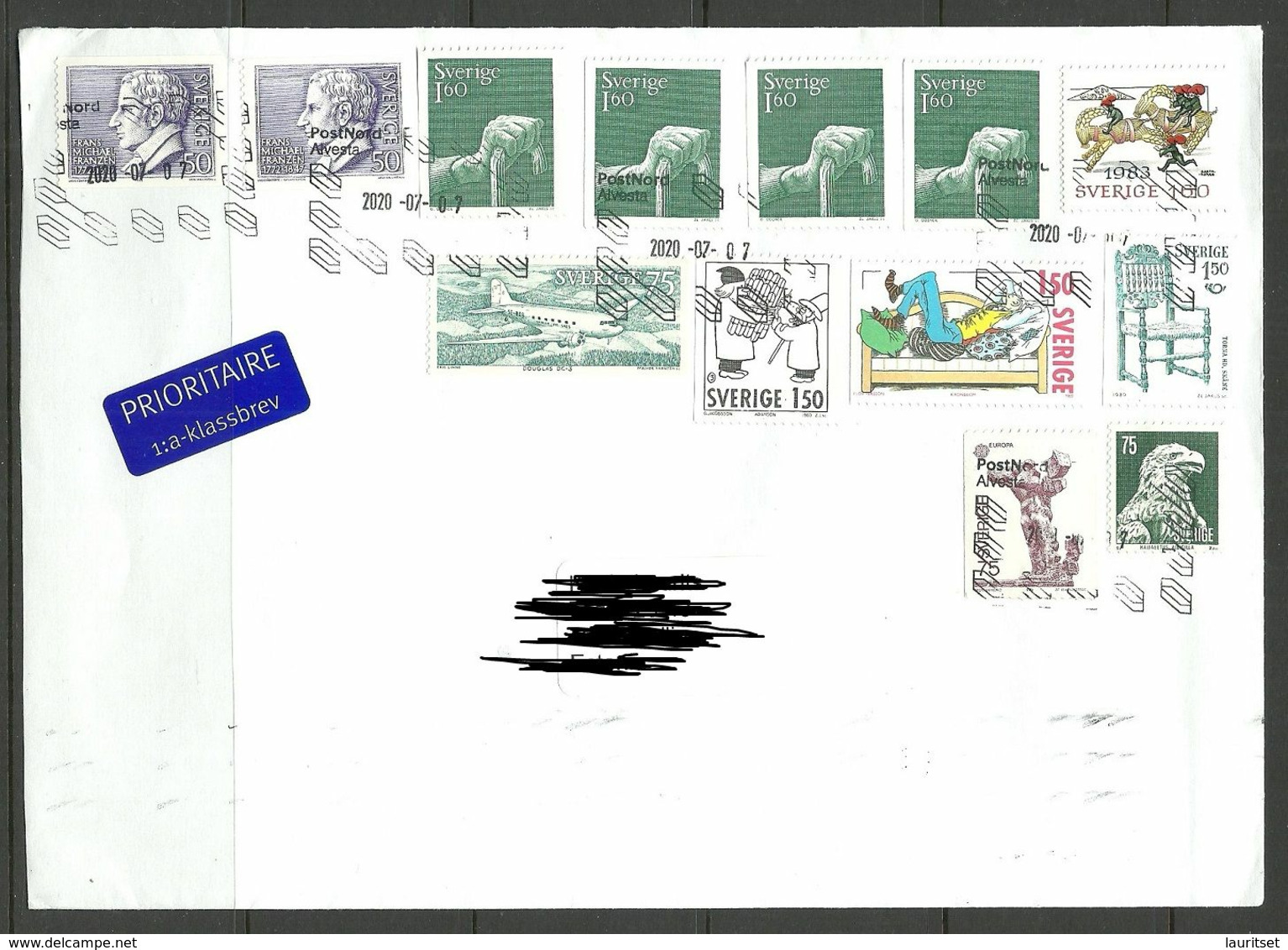 SCHWEDEN Sweden 2020 Air Mail Cover To Estonia With Many Stamps - Storia Postale