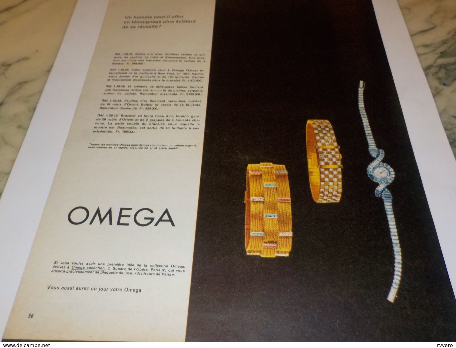 ANCIENNE PUBLICITE SA REUSSITE   MONTRE OMEGA 1958 - Autres & Non Classés