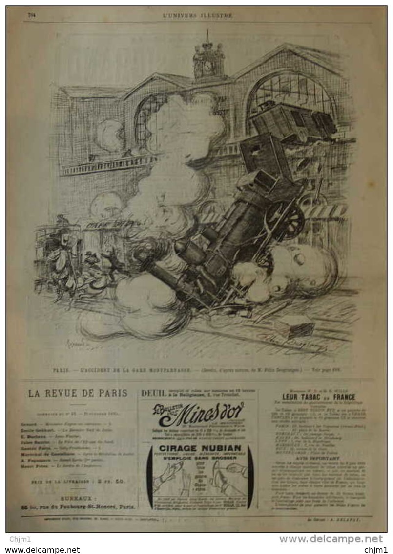 Paris - L'accident De La Gare Montparnasse - Page Original 1895 - Documents Historiques