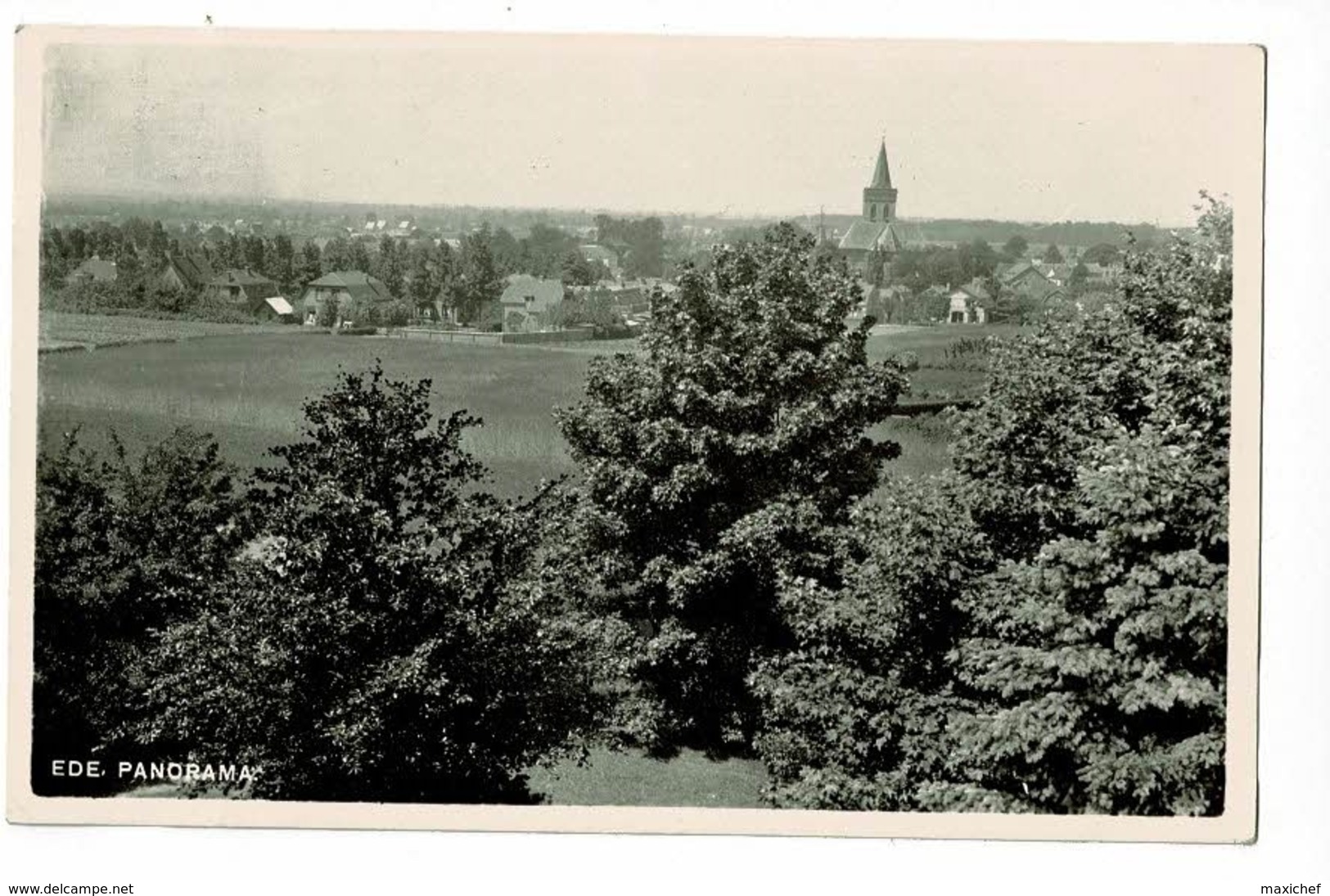 Ede - Panorama - Circulé 1946, Vignette Per Luchpost, Par Avion, Beau Timbre (cheval De Bois) Texte En Esperanto - Ede