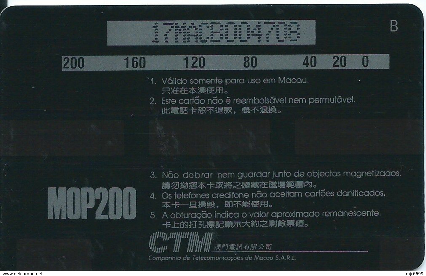 MACAU-CTM 90's TRADITIONAL SHOPS ON PHONE CARDS CARDS 'MOP$200- UNUSED - RARE - Macau