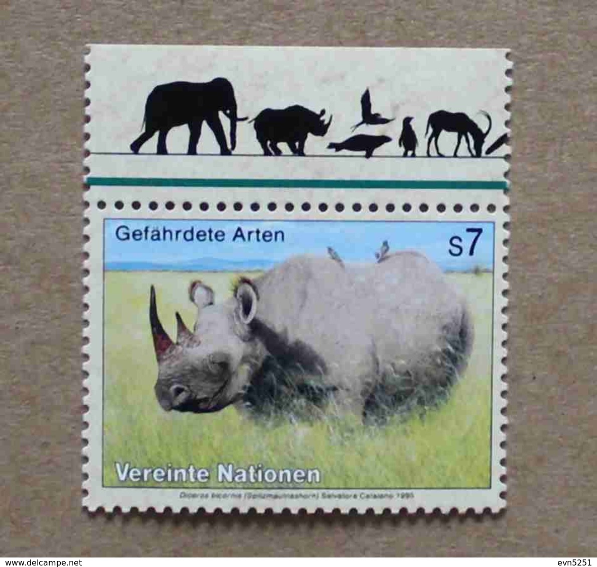 Vi95-01 : Nations-Unies (Vienne) / Protection De La Nature - Diceros Bicornis (Rhinocéros Noir) - Ongebruikt