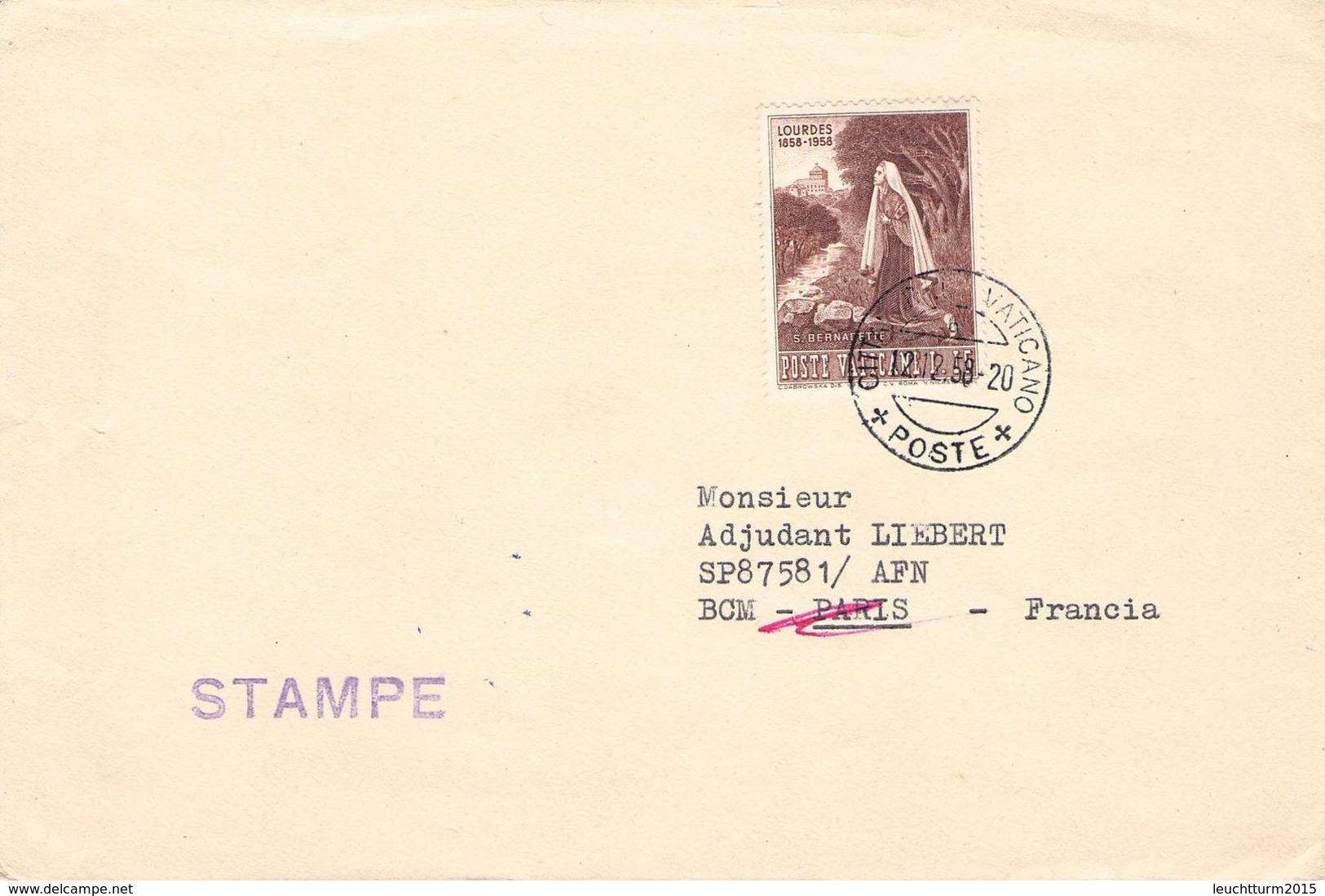 VATIKAN - STAMPE 1958 - PARIS  /ak703 - Cartas & Documentos