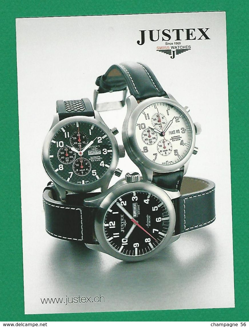 SWISS WATCHES JUSTEX CARTE RESTO VERSO MONTRES PUBLICITAIRES MARQUE  SINCE 1969  NEUF - Watches: Top-of-the-Line