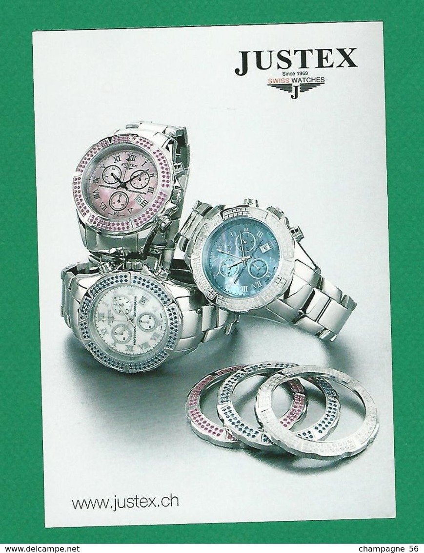 SWISS WATCHES JUSTEX 1969 CARTE RESTO VERSO MONTRES PUBLICITAIRES MARQUE  SINCE NEUF - Horloge: Luxe