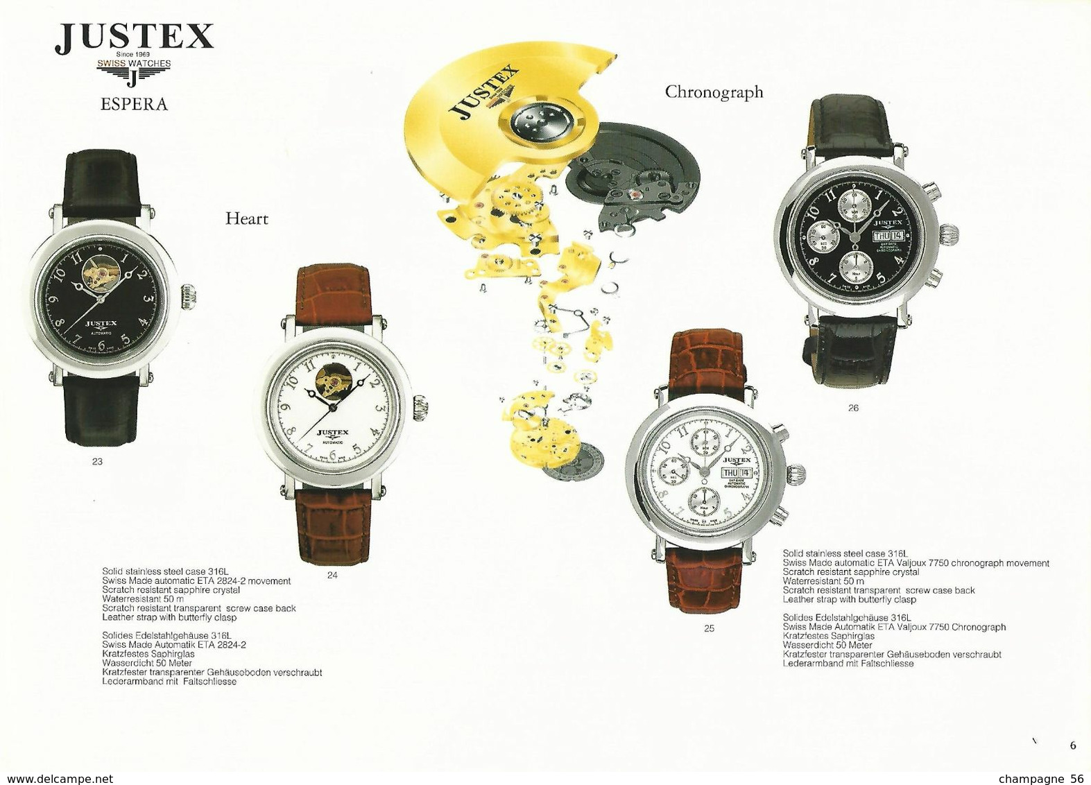 SWISS WATCHES 1969 MONTRES PUBLICITAIRES MARQUE  JUSTEX SINCE PAGES 22 NEUF LONGUEUR 29,5 CM X LARGEUR  21,00 CM - Montres Haut De Gamme