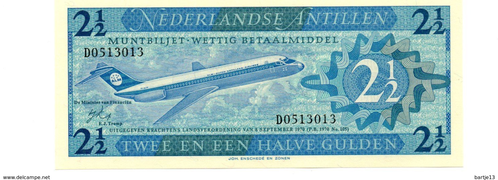 NEDERLANDSE ANTILLEN 2 1/2 GULDEN PICK 21a UNCIRCULATED - Niederländische Antillen (...-1986)