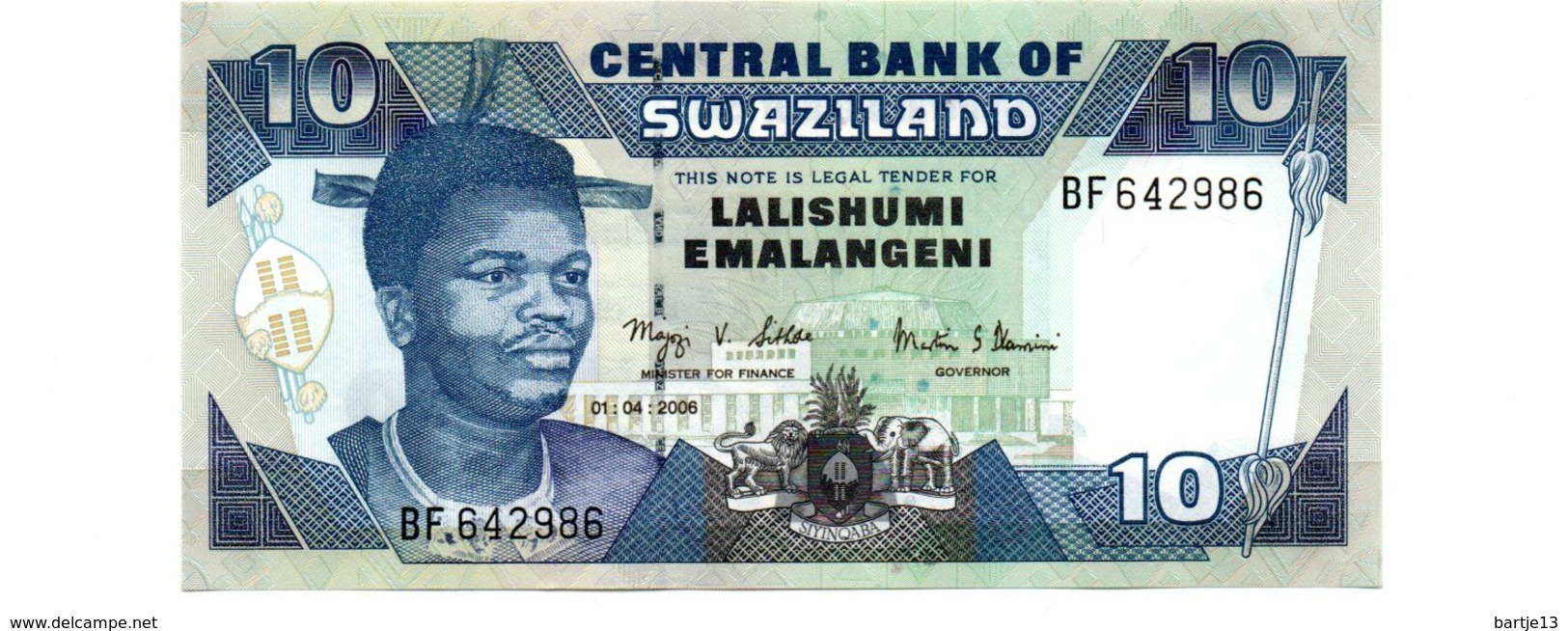 SWAZILAND 10 EMALANGENI PICK 29c UNCIRCULATED - Swaziland