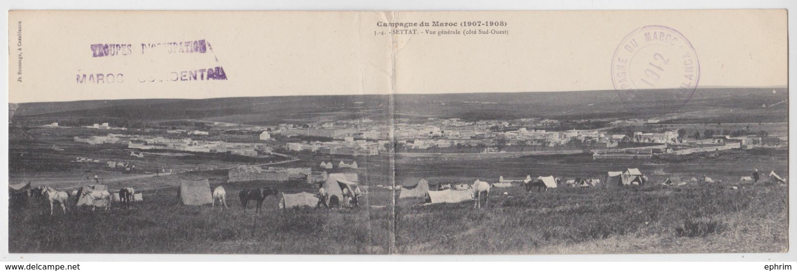 SETTAT - Vue Générale Côté Sud-Ouest Carte Double Panoramique Panorama Troupes D'Occupation Du Maroc Occidental 1912 - Other & Unclassified