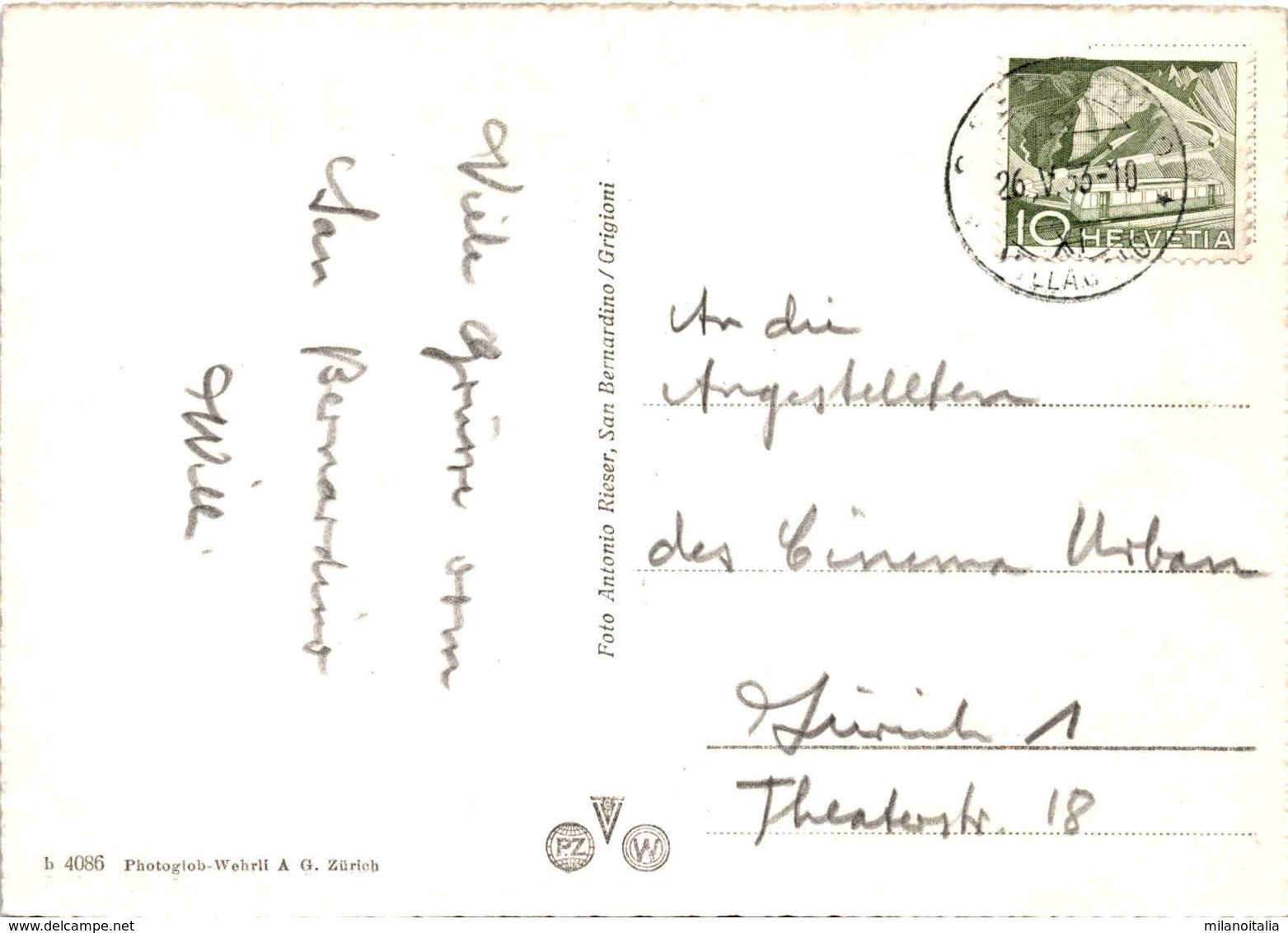 Pass-Strasse S. Bernardino Mit Hinterrhein (4086) * 26. 5. 1953 - Hinterrhein