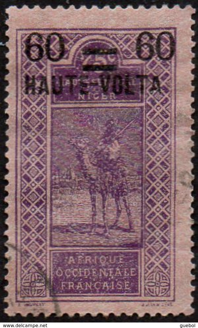 Haute Volta Obl. N° 21 - Targui Surchargé 60 Sur 75c Violet Sur Rose - Oblitérés