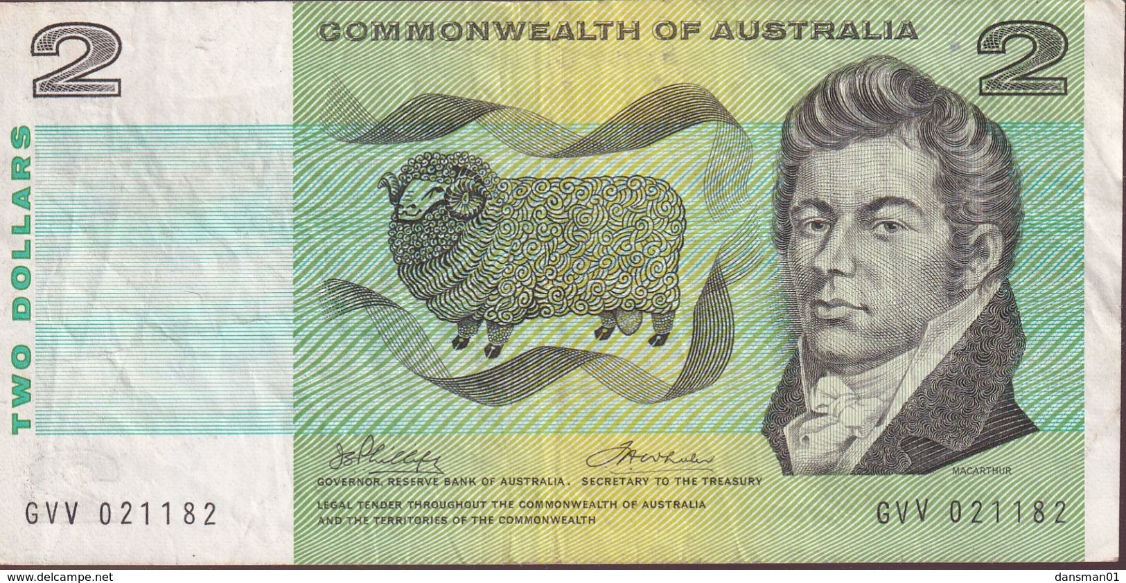 AUSTRALIA 1972 $2 Banknote Phillips/Wheeler McD 124 - 1974-94 Australia Reserve Bank (paper Notes)