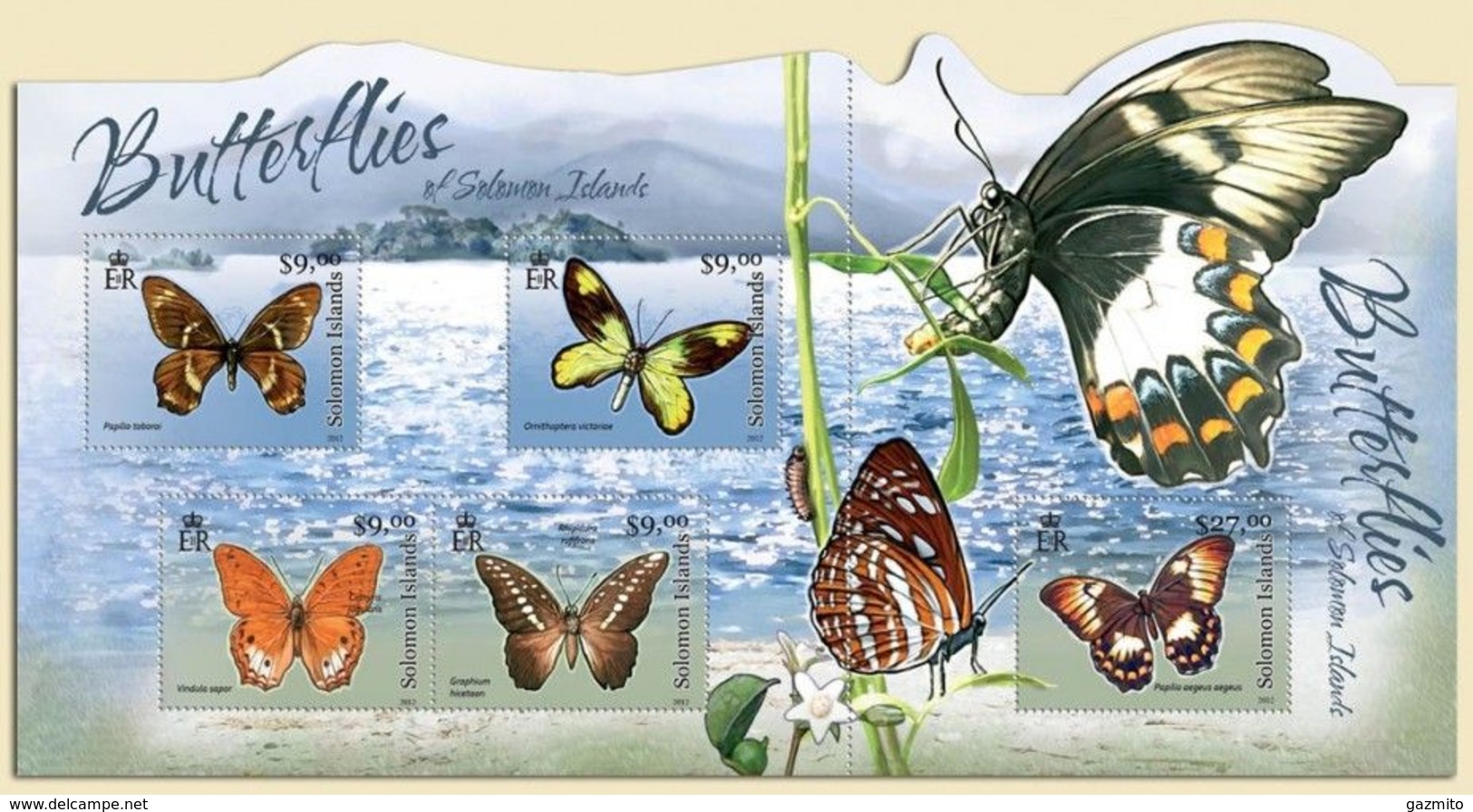 Salomon 2012, Animals, Butterflies Of Solomon Islands, 4val In BF+BF - Salomon (Iles 1978-...)