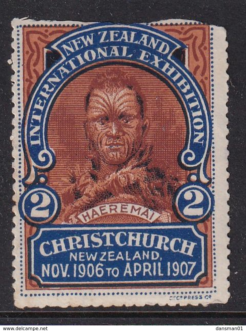 New Zealand 1906-07 Christchurch Exhibition Label #2 Damaged - Errors, Freaks & Oddities (EFO)